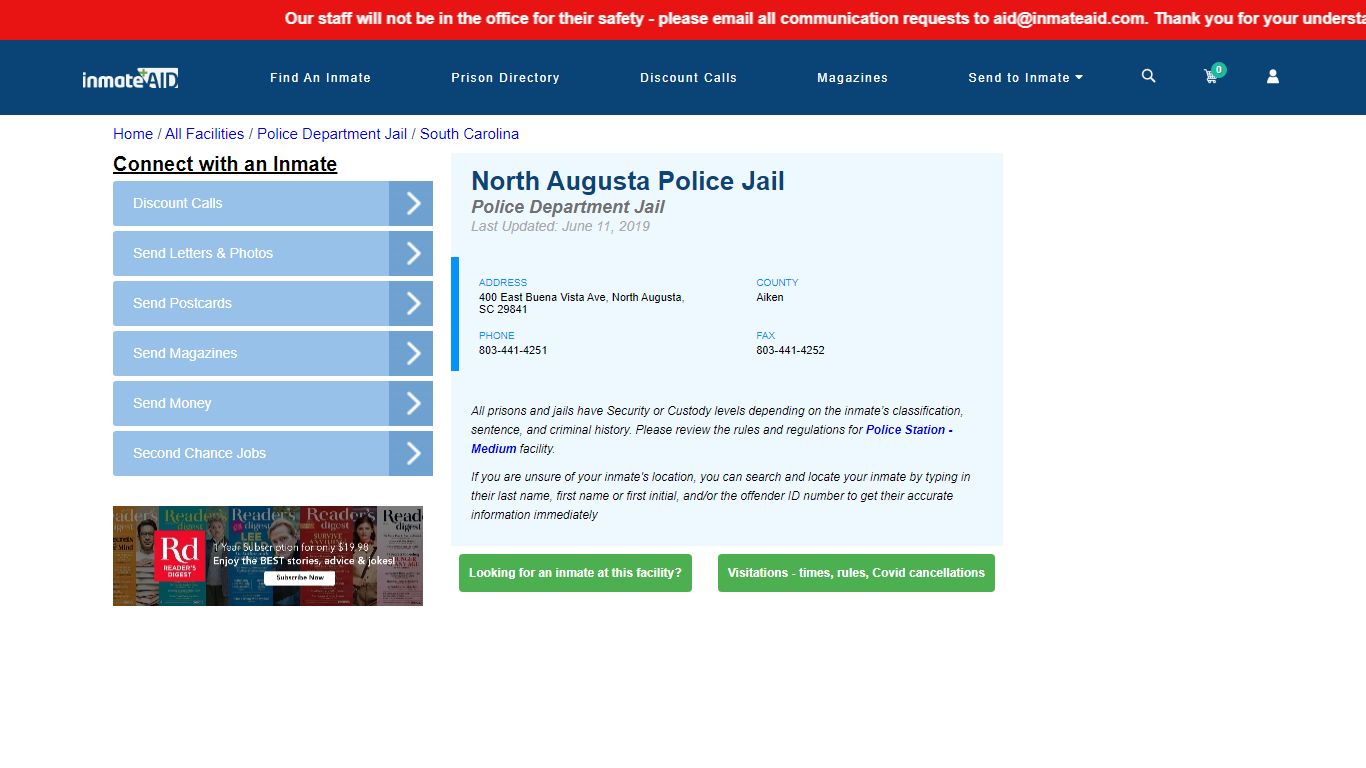 North Augusta Police Jail & Inmate Search - North Augusta, SC