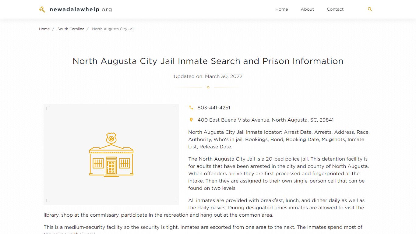 North Augusta City Jail Inmate Search, Visitation, Phone ...