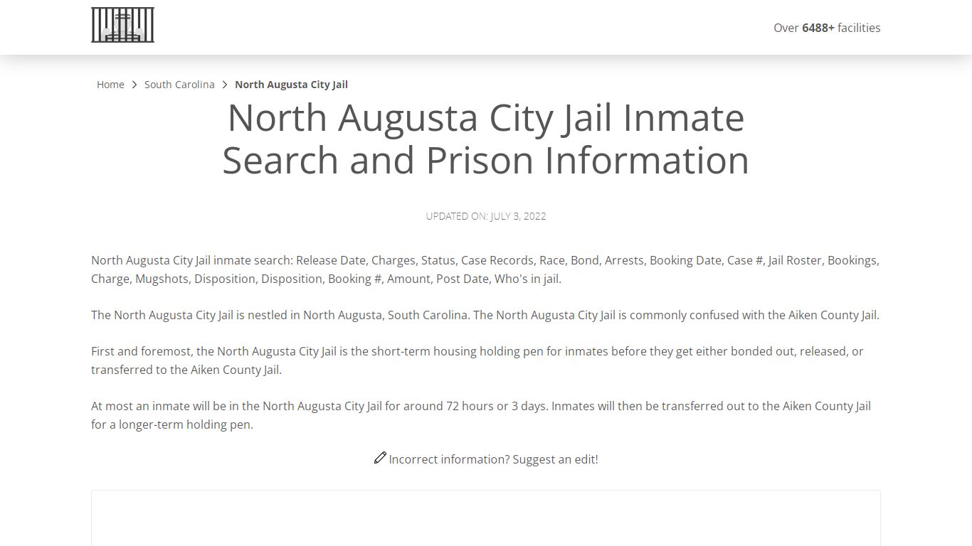 North Augusta City Jail Inmate Search, Visitation, Phone ...